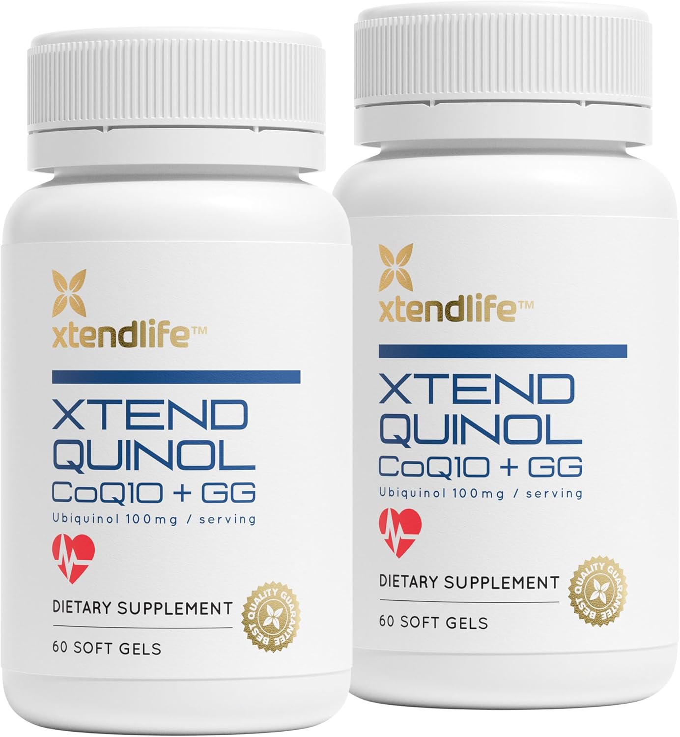 Xtendlife Xtend-Quinol 100mg CoQ10 Ubiquinol and 50mg GG (Geranylgeraniol) Supplement for CoEnzyme Q10 Production, Heart Health, Cellular Energy, and Aging Health - 4 Month Supply (Pack of 2)