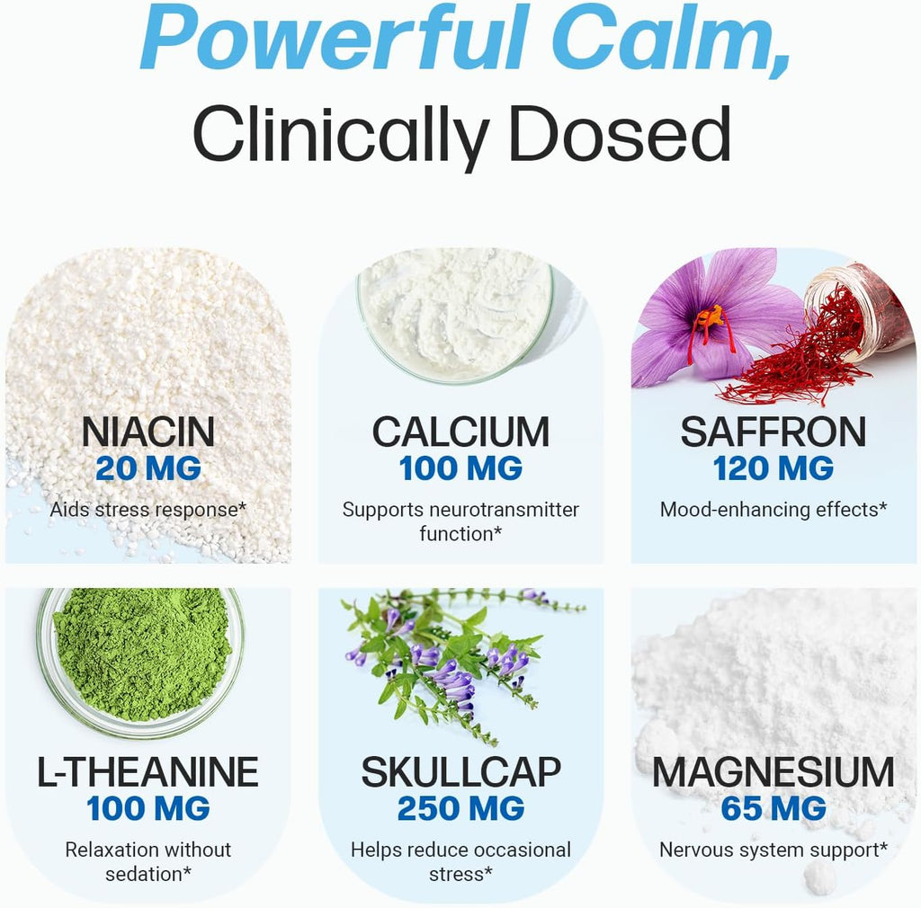 Life Happns Chillax, Calm Support Supplement, L Theanine, Magnesium, GABA and Saffron Supplements for Relaxation, Natural Mood Health Support for Adults, Calming and Relaxing, 60 Capsules