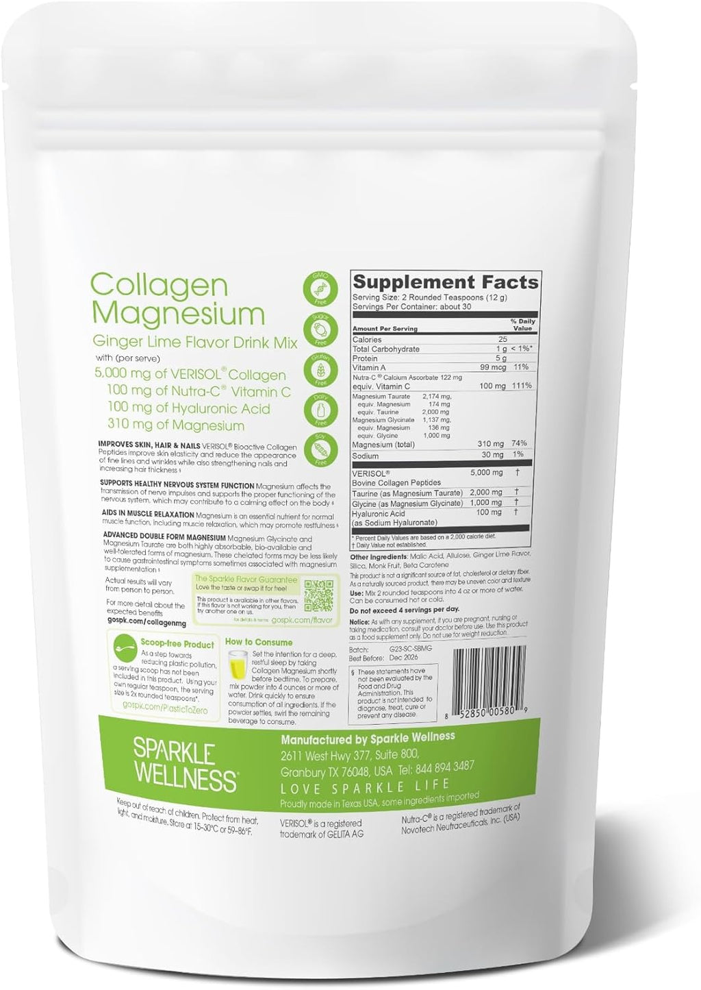 Collagen Magnesium Rest + Restore (Ginger Lime) [30 Serves] | VERISOL Bioactive Collagen Peptides, Magnesium Glycinate & Taurate Salts | Lauren Roxburgh Rest + Restore | Calming Nightly Beauty Routine