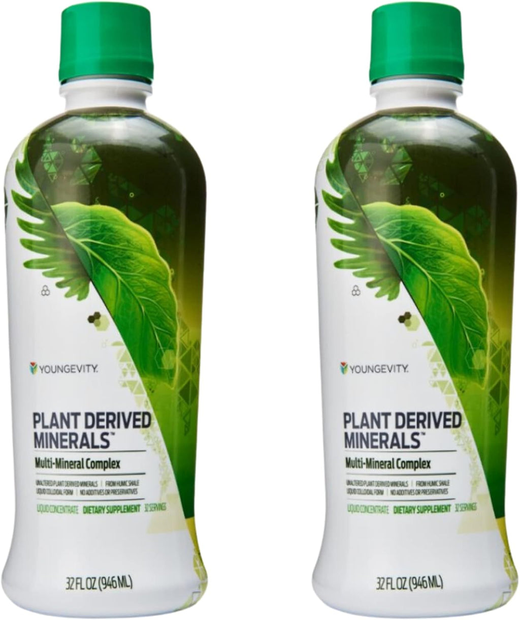 Youngevity Plant Derived Liquid Minerals - 77+ Natural Unaltered Trace Minerals - 19,000mg Plant Mineral Solids - Colloidal Form Humic Shale - (32 oz Pack of 2)