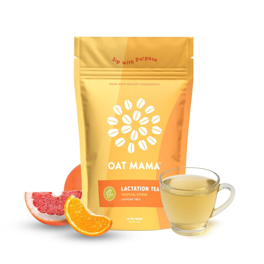 Oat Mama Lactation Tea for Breastfeeding Moms - Tropical Citrus | Breastfeeding Essentials for Milk Supply Increase | Organic Lactation Support & Postpartum Recovery