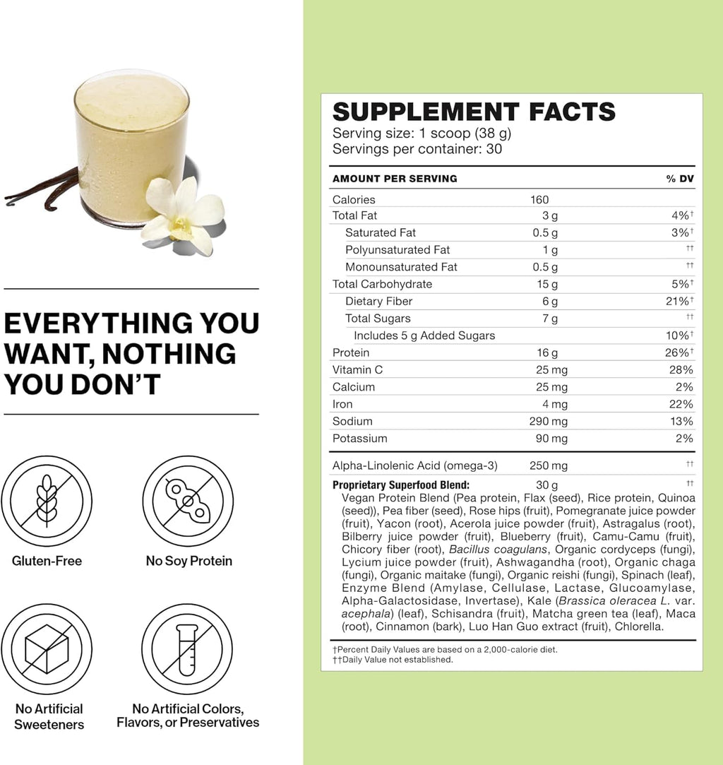 Shakeology Plant Based Protein Powder Blend – Gluten-Free Shake with Vitamins and Minerals – Helps Support Weight Loss, Lean Muscle, Gut Health – Vanilla, 30 Servings