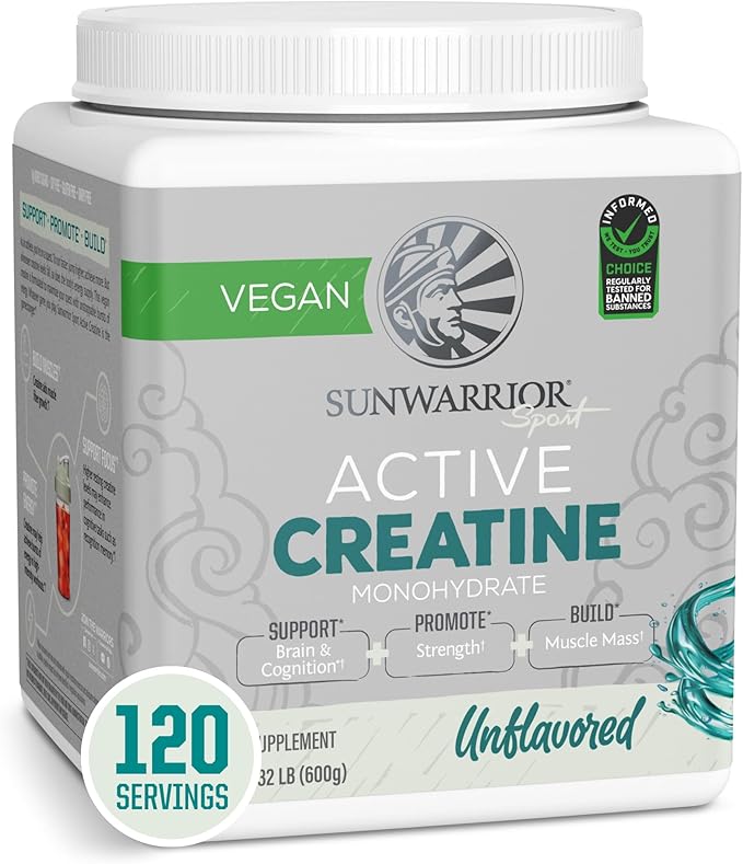 Sunwarrior Creatine Monohydrate Powder Micronized PreWorkout Recovery Supplement | Support Muscle Building Strength Training Cognition | Vegan & Keto Friendly Bulk Size (120 Servings) Unflavored