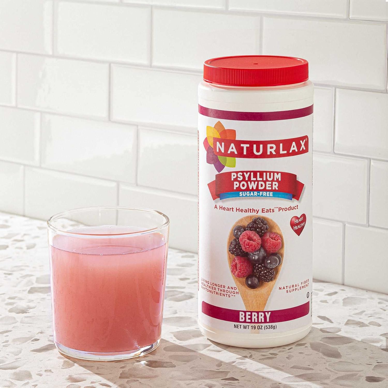 Sugar-Free Psyllium Husk Fiber Powder, Berry Flavored 32 oz