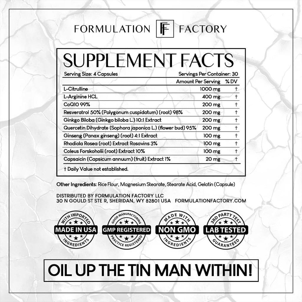 Heart of Steel 10 in 1 Metabolic Maximizer Nitric Oxide Supplement, Blood Pressure Support, L Arginine, L Citrulline, Natural Pre-Workout - Energy Management 360 Count (Pack of 3)