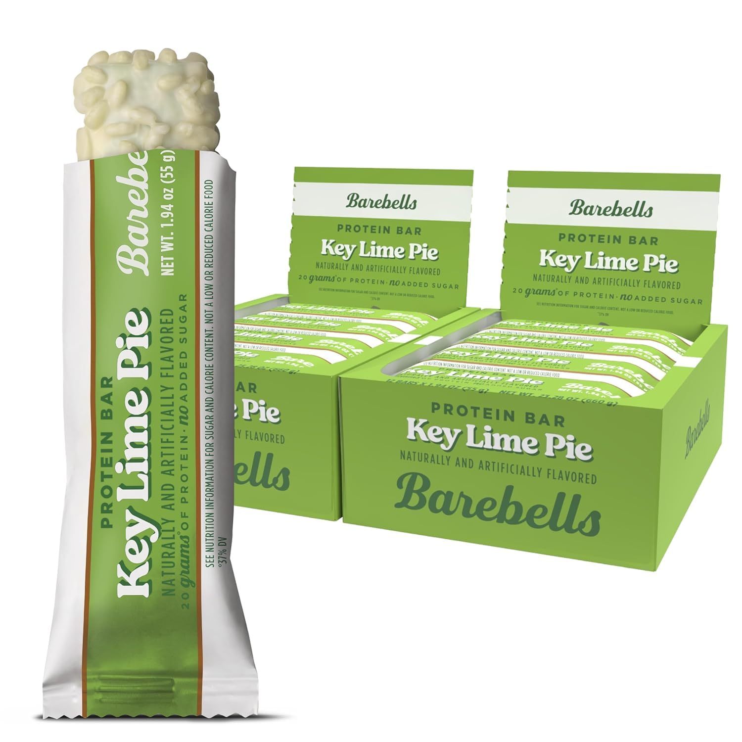 Barebells Protein Bars - Protein Snacks with High Protein (12 Count (Pack of 2), Key Lime)