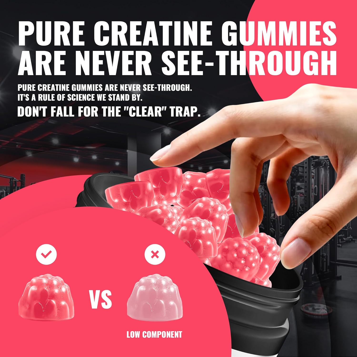Natures Aid Creatine Monohydrate Gummies (5g) – Pre-Workout Energy & Muscle Growth Support for Men & Women | Peach Electrolyte Gummies (135 Count)
