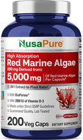 NusaPure Red Marine Algae 20:1 Extract, 250 mg Equivalent to 5,000 mg 200 Veggie Capsules (Non-GMO & Soy Free) Bioperine