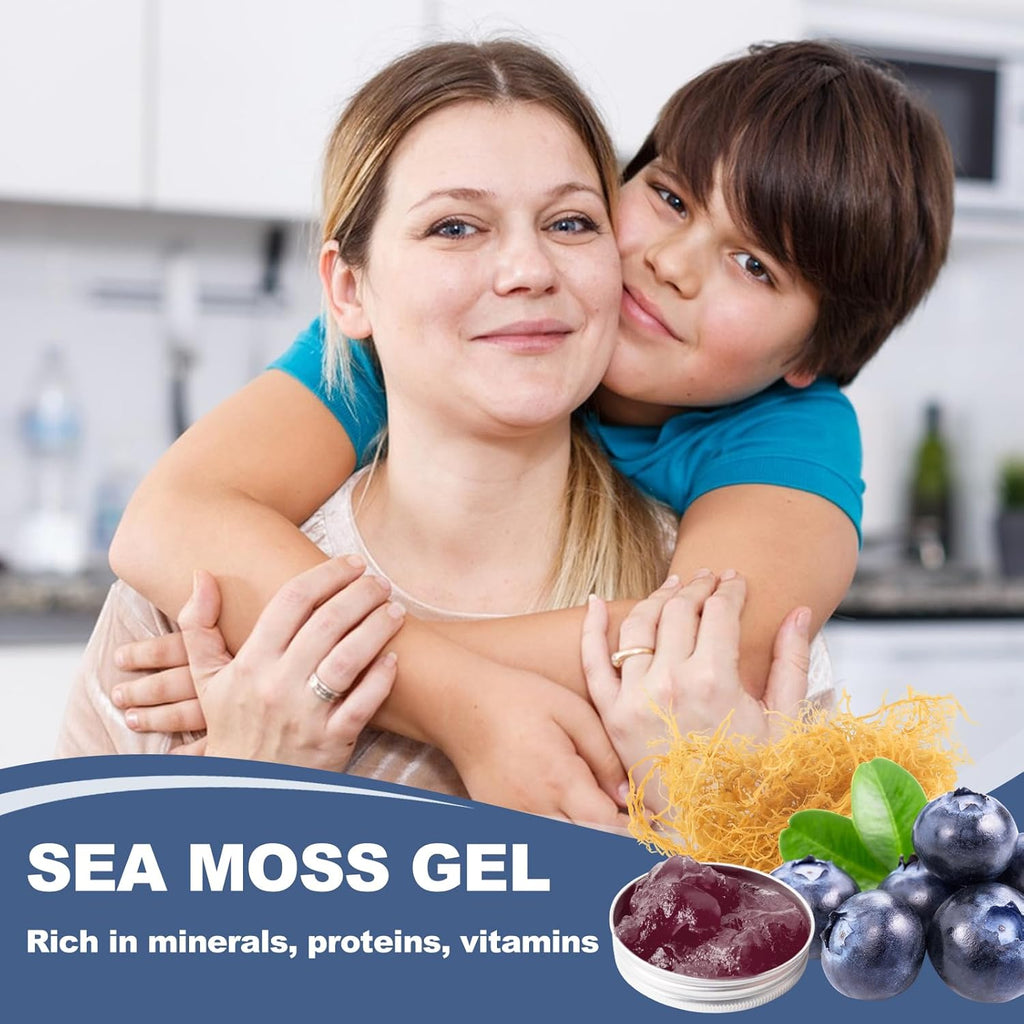 Sea Moss Gel, 18.5OZ Raw Flavored Irish Seamoss Gel Immune and Digestive Support Vitamin Mineral Supplements, Blueberry