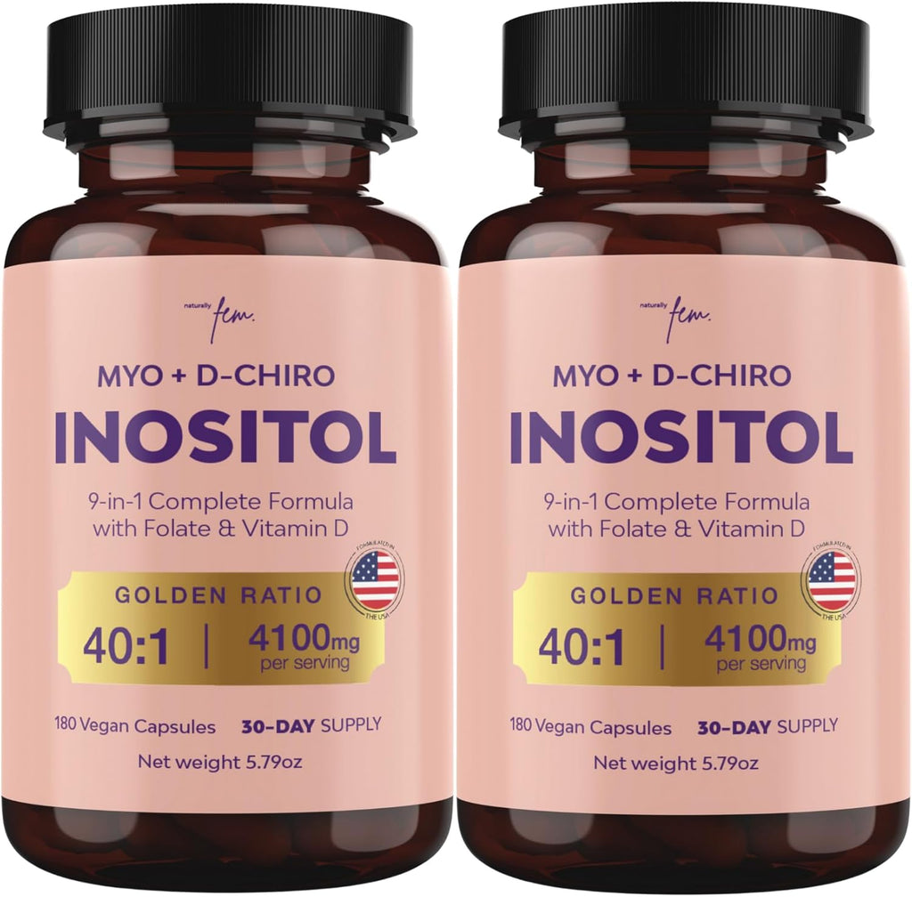Premium Inositol Supplement Bundle - Myo-Inositol & D-Chiro Inositol Supplement for Women 4100mg (40:1 Ratio) – 9-in-1 Hormonal & Metabolic Support with Folate, Vitamin B6, B12, D3, Zinc & Chromium