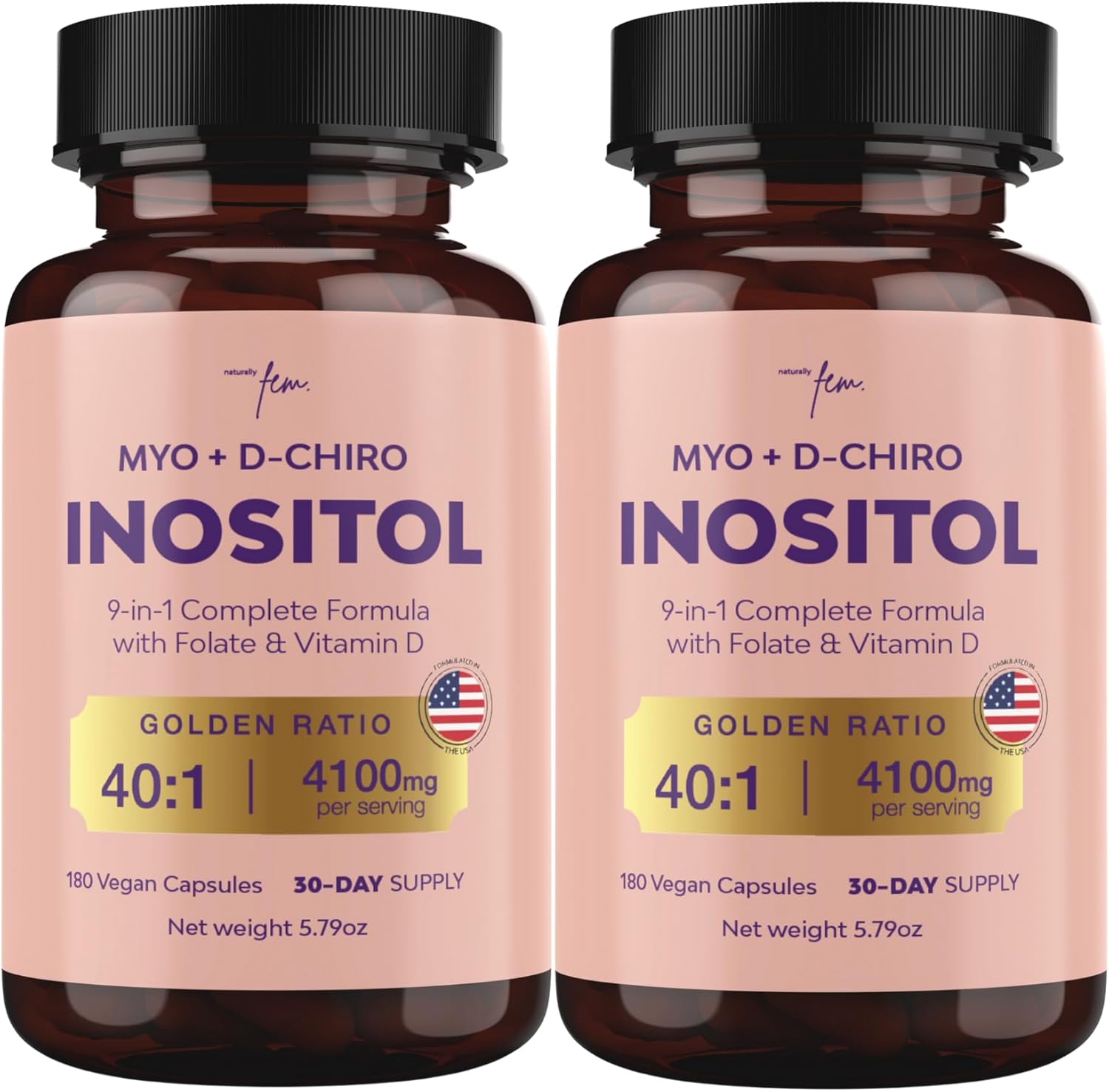 Premium Inositol Supplement Bundle - Myo-Inositol & D-Chiro Inositol Supplement for Women 4100mg (40:1 Ratio) – 9-in-1 Hormonal & Metabolic Support with Folate, Vitamin B6, B12, D3, Zinc & Chromium