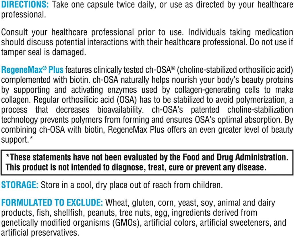XYMOGEN RegeneMax Plus - Advanced Collagen Supplements with Biotin & Clinically Tested ch-OSA - Supports Skin, Hair, Nails & Bone Health - Collagen for Women & Men (60 Capsules)