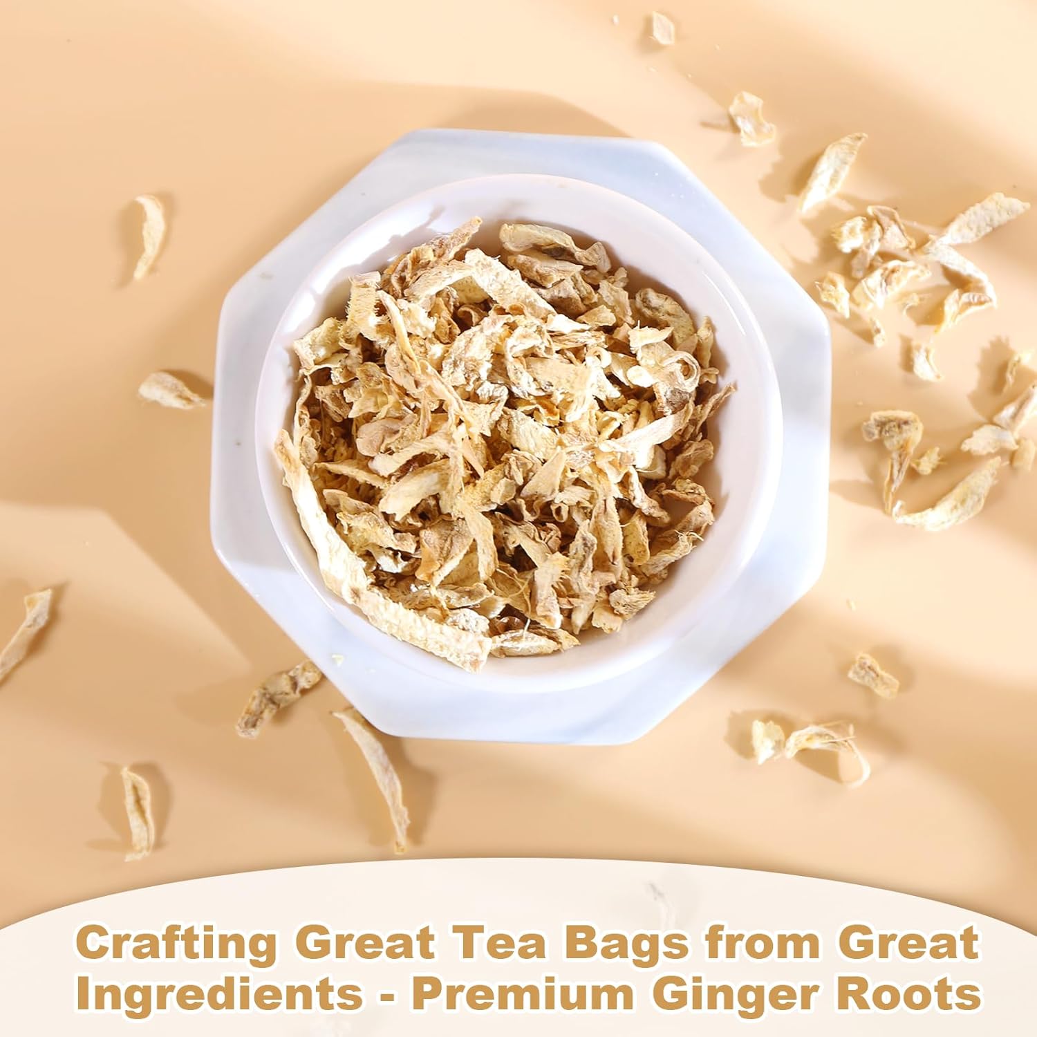 FullChea - Ginger Tea Bags, 2g*50 Teabags - Premium Ginger Root Tea Bag - Warm & Spicy - Non-GMO - Caffeine-free - Support Digestion & Boost Immunity