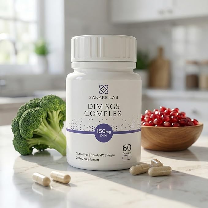 DIM SGS Complex 150mg – Diindolylmethane with Broccoli Seed Extract & Pomegranate – Hormone Balance Support for Women & Men – Vegan, Non-GMO, 60 Capsules