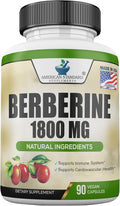 Berberine 1800mg Per Serving, Berberine Supplement, Berberine HCL, Berberine Pills, Berberine Capsules, Cardiovascular & Heart Health, Immune Support, 90 Veggie Capsules