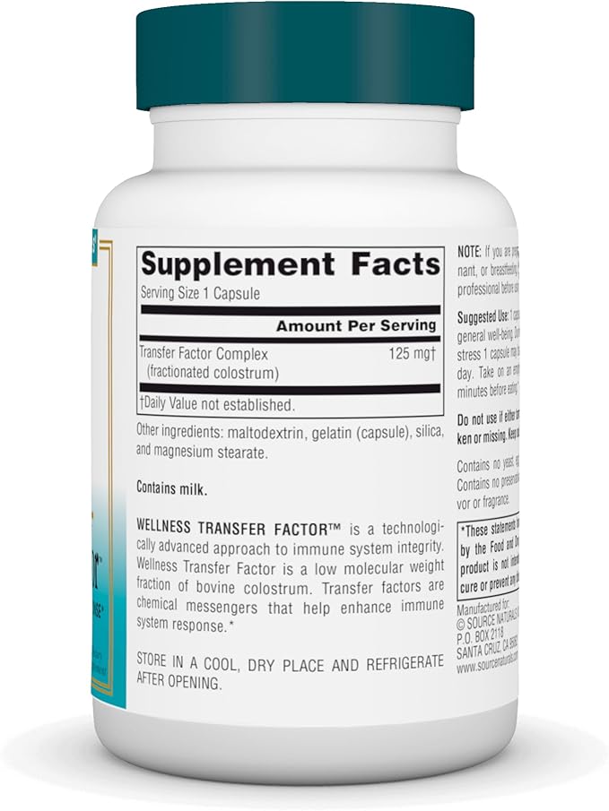 Source Naturals Wellness Transfer Factor, Supports Immune System Response* 125mg, 60 Capsules