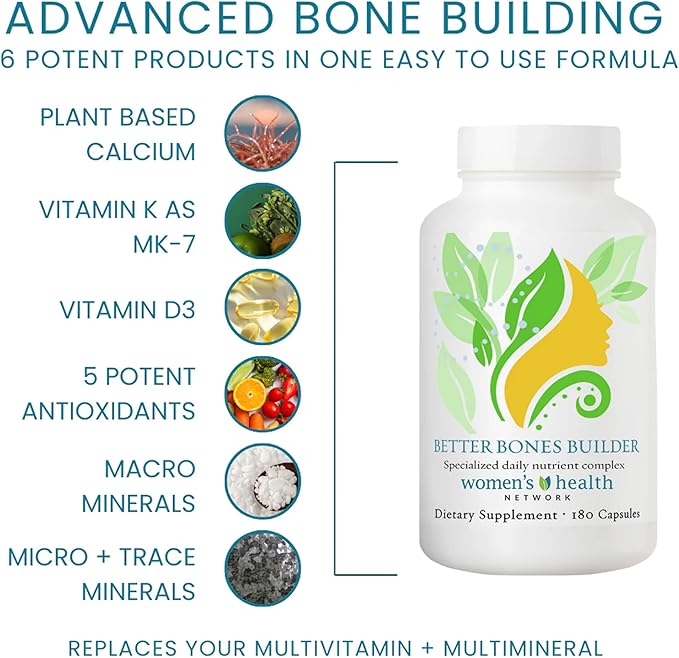 Better Bones Builder - 32-in-1 Calcium Supplements for Women, 300mg Calcium with Vitamin A, C, D3, K, and 300mg Magnesium, Zinc Selenium & Trace Minerals for Bone Strength - 180 Count (30 Days Supply)