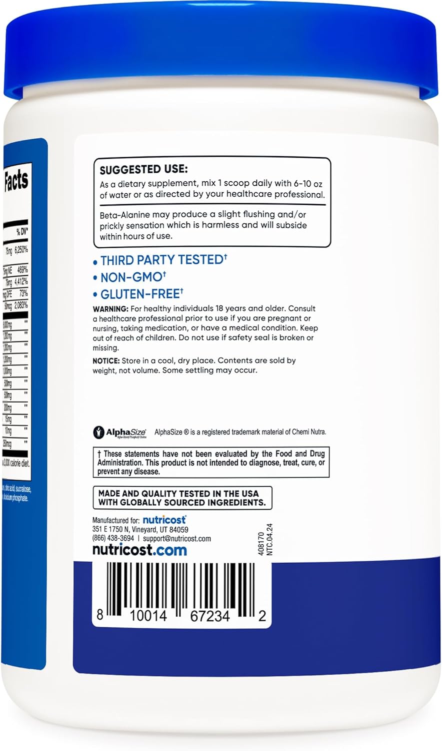 Nutricost Stimulant Free Pre-Workout, 30 Servings (Blue Raspberry) - Caffeine Free, Non-GMO, Gluten Free