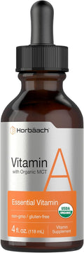 Horbäach Vitamin A Liquid | 4 fl oz | Supplement with Organic Fractionated Coconut Oil | Non-GMO, Gluten Free
