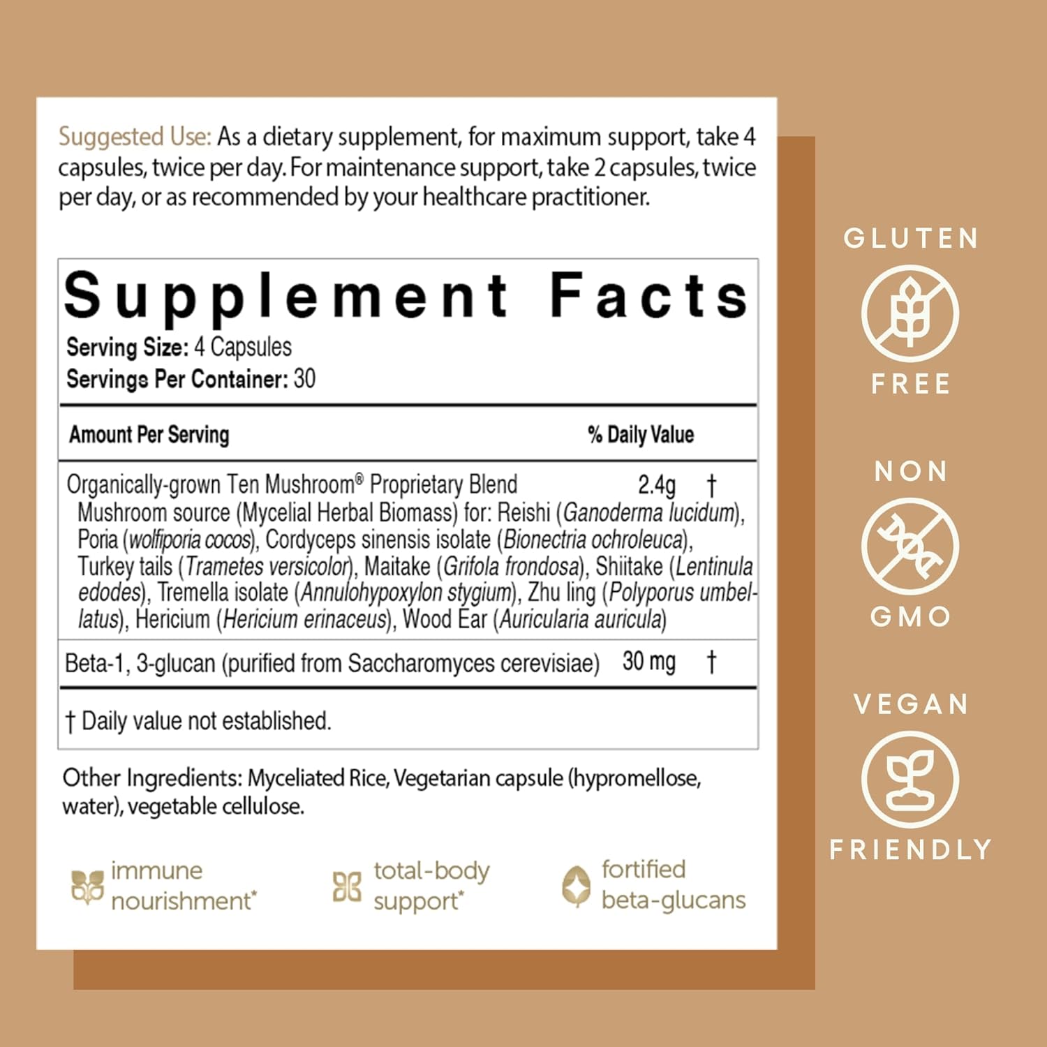 EcoNugenics Ten Mushroom Supplement: Daily Immune Support, 120 Capsules – Lion’s Mane, Reishi, Cordyceps, Turkey Tail – Energy, Gut Health, Liver, Kidney, Cholesterol & Nootropic Brain Support