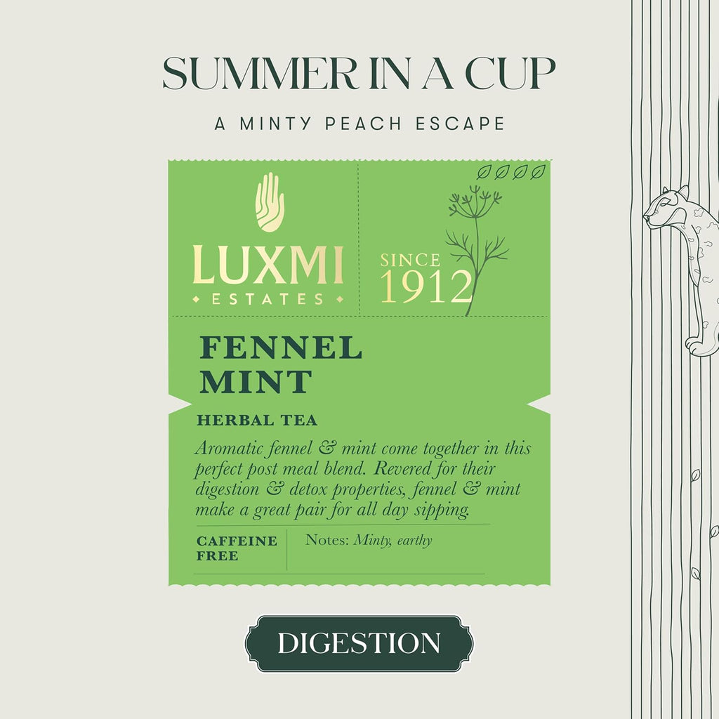 Luxmi Estates - Fennel Mint Tea - 100g (50 Cups) | USDA Certified Organic Herbal Tea | Caffeine-Free