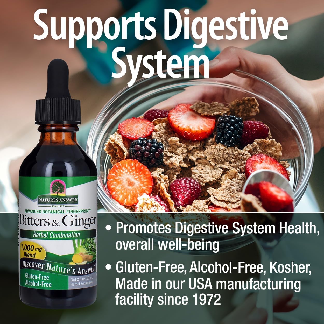Nature's Answer Alcohol-Free Bitters with Ginger, 2-Fluid Ounces
