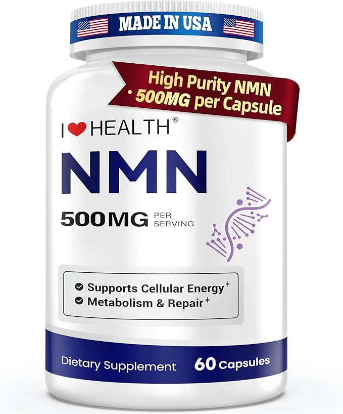 NMN 500MG Per Capsule – High Purity 99.9% NMN, NAD+ Support for Cellular Energy & Healthy Aging, 60 Capsules, Third-Party Tested, cGMP Made in USA