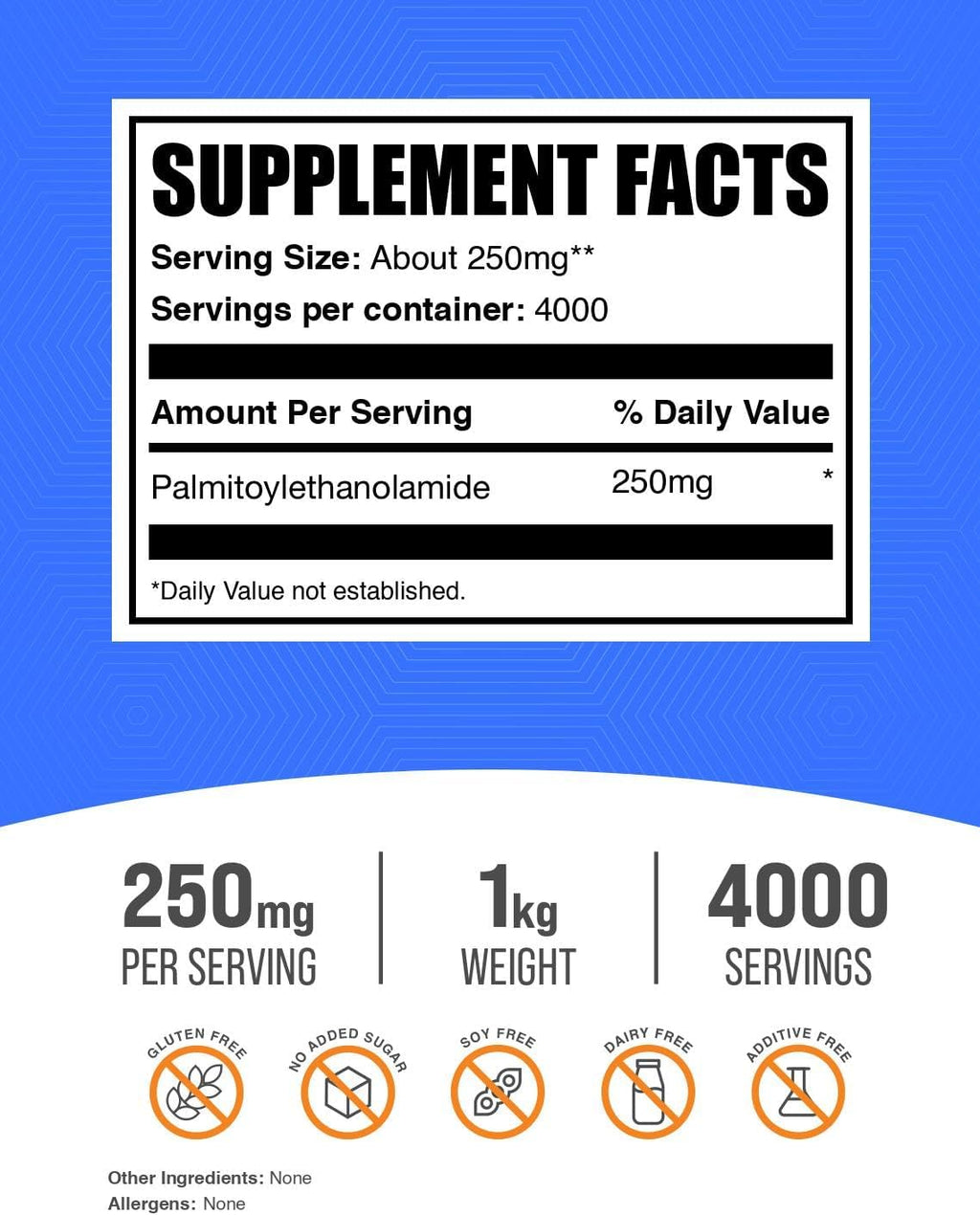 BulkSupplements.com Palmitoylethanolamide Powder - Pea Supplement, Palmitoylethanolamide 250mg - Immmune Support, Gluten Free, 250mg per Serving, 1kg (2.2 lbs) (Pack of 1)