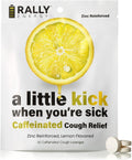 Lemon Flavor Cough Drops by Rally Energy, Cough Relief with Caffeinated Zinc Reinforced Lozenges, Boost Your Energy, Focus, and Productivity - Zero Calorie Throat Lozenges (30)