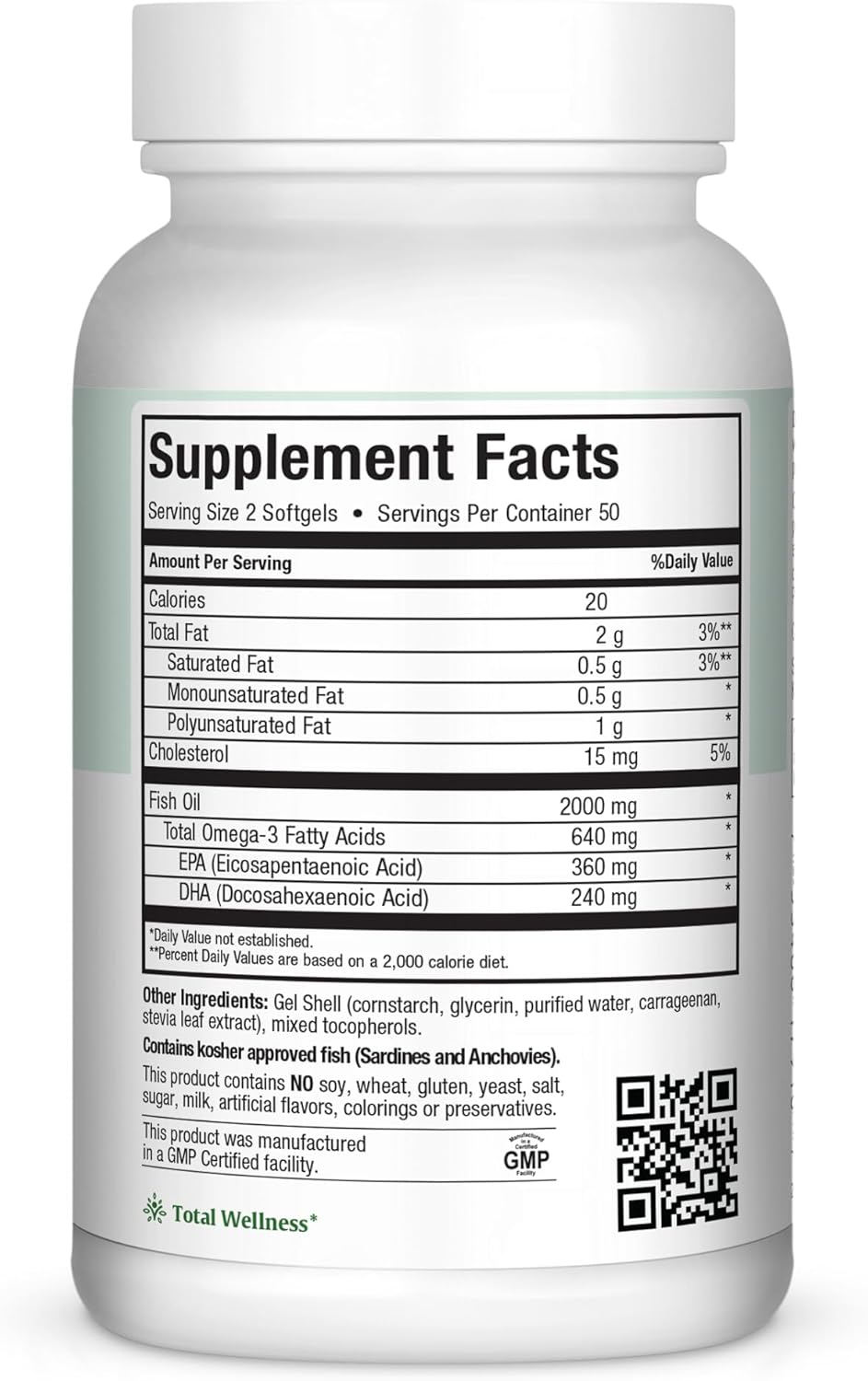Maxi Health Omega 3 Fish Oil 2000mg – Fish Oil Omega 3 Supplements with No Fishy Aftertaste – Triple Strength EPA DHA – Kosher Omega3 Supplement to Help Support Overall Wellness (100 Softgels)