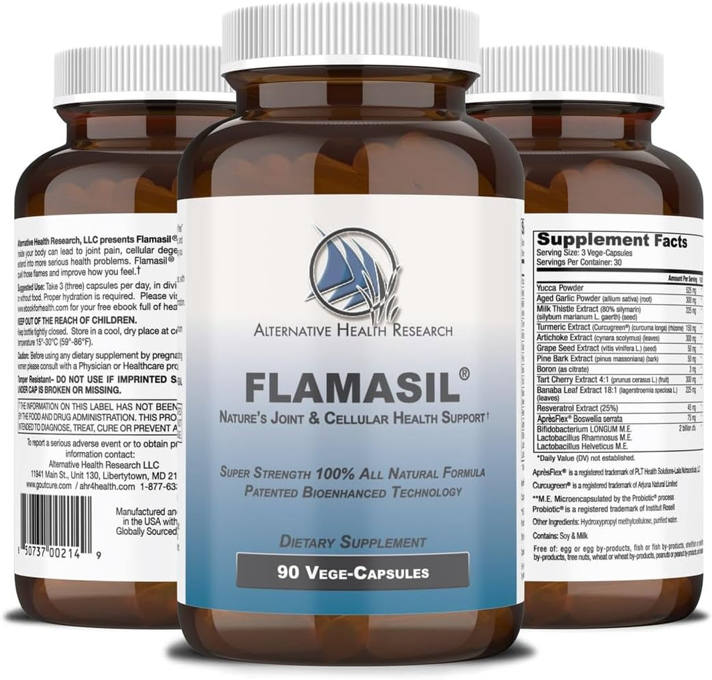 Flamasil™- for Healthy Inflammation Response* | Multi-Herbal Pain Reliever* and Joint Aid | Bio-Enhanced Turmeric, Boswellia, Resveratrol, and More | 13-in-1 Superfood Antioxidants | 30-Day Supply