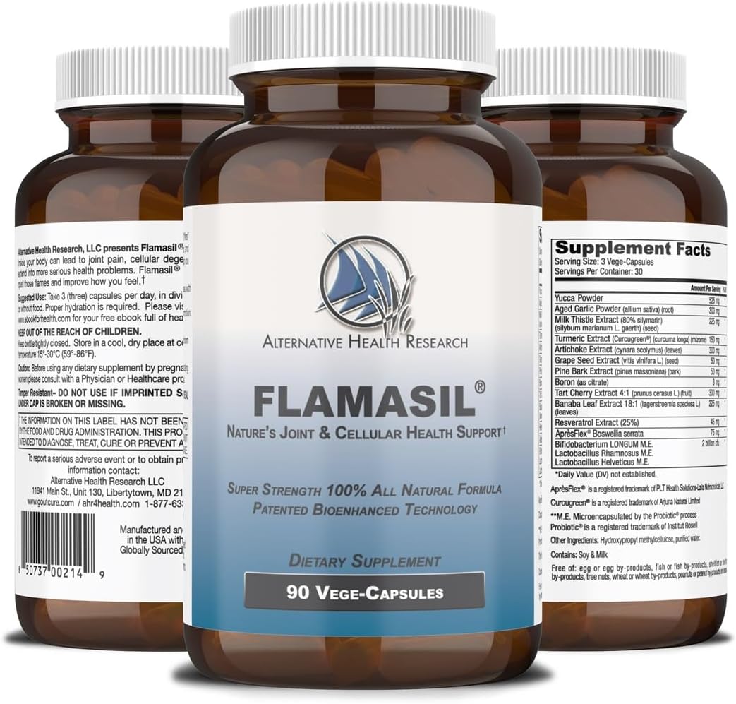 Flamasil™- for Healthy Inflammation Response* | Multi-Herbal Pain Reliever* and Joint Aid | Bio-Enhanced Turmeric, Boswellia, Resveratrol, and More | 13-in-1 Superfood Antioxidants | 30-Day Supply