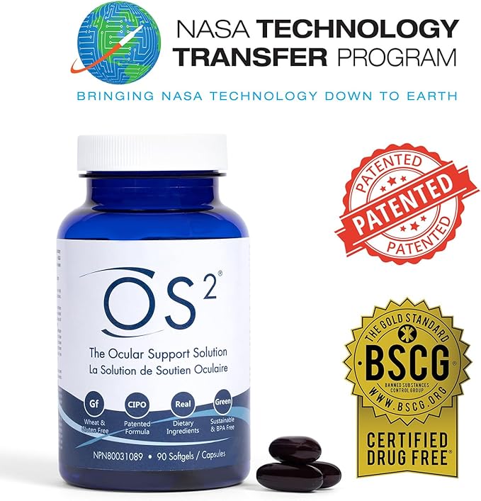 OS2 Ocular Support Solution - Patented Eye Vitamins for Macular Health, Dry Eye and Blue Light - Lutein, Zeaxanthin, Omega 3, Astaxanthin and AREDS2 Supplements, Co-Developed by NASA, 270 ct