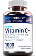 Vitamin C 1000mg Complex with L-Lysine 500mg, Zinc 12mg, Bioflavonoids 300mg. Doctor Formulated Magnesium Stearate Free Supplements for Healthy Immune System Support.(1)