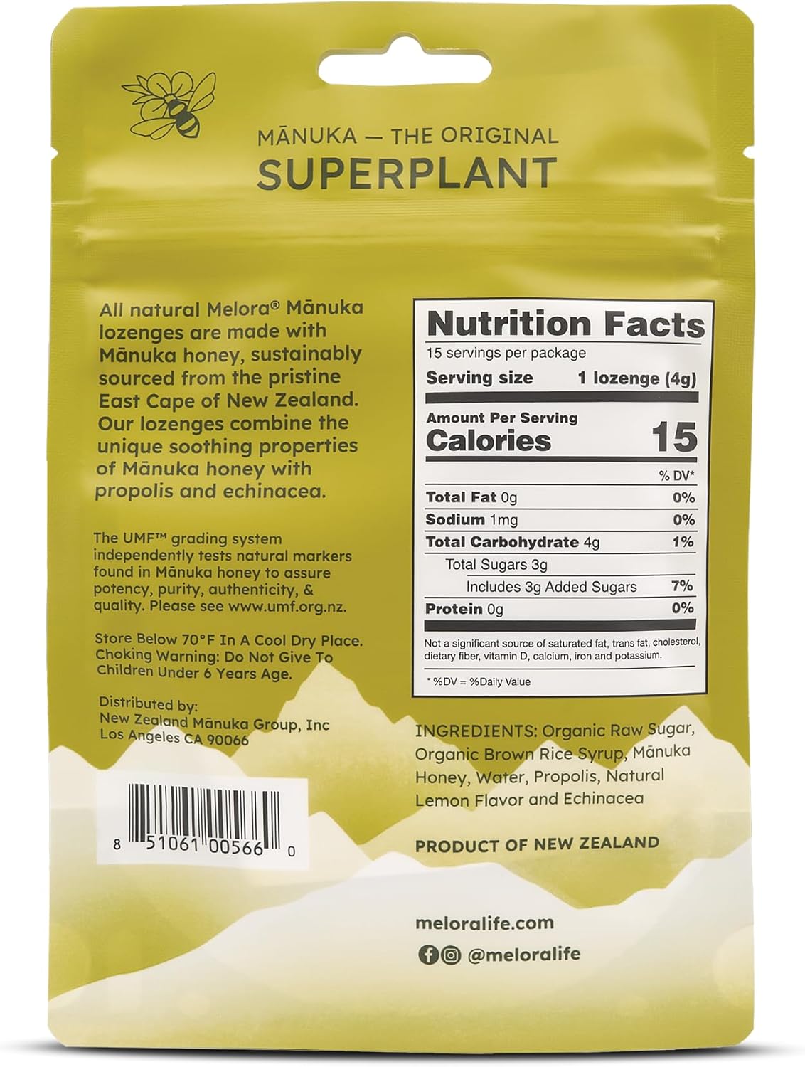 Manuka Honey Lozenges, Lemon Lozenges for Sore Throat Relief, 15 Honey Cough Drops (2.1 oz) – Dry Mouth Lozenges infused with Propolis & Echinacea, made with Raw Honey for Immune Support