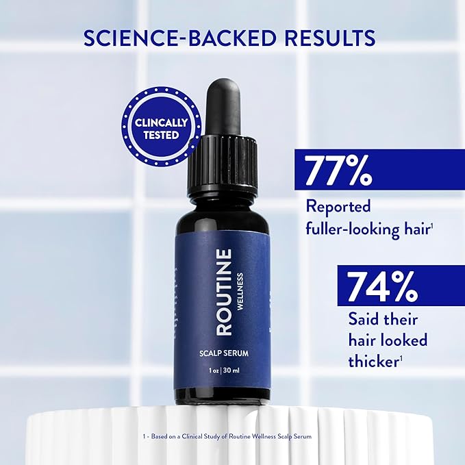 Routine Wellness Scalp Serum for Thinning Hair – Promotes Visibly-Thicker, Fuller-Looking Hair – Lightweight, Science-Backed with Red Clover & Peptides - 30ml