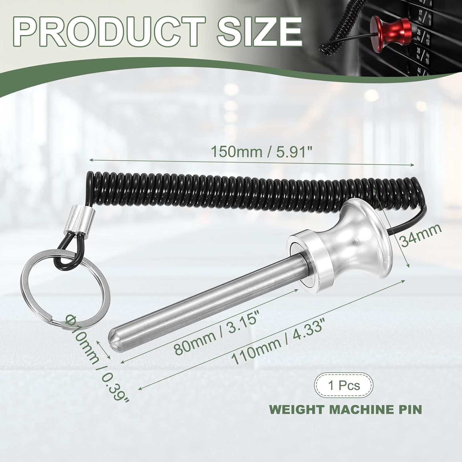 Weight Stack Pin, Weight Gym Pin Strength Training Equipment Replacement with Pull Rope for Home Gym Club