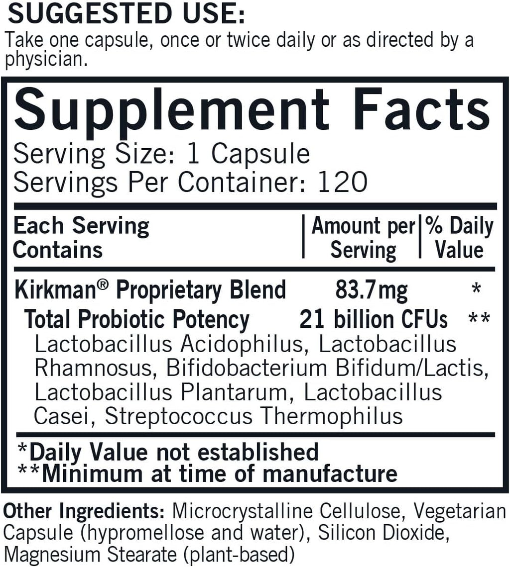 Kirkman - Pro-Bio Gold - 120 Capsules - Supports Immune Health - Digestive Aid with Probiotics - Hypoallergenic