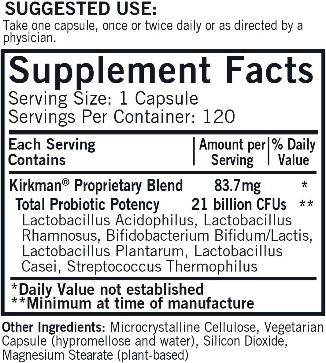 Kirkman - Pro-Bio Gold - 120 Capsules - Supports Immune Health - Digestive Aid with Probiotics - Hypoallergenic