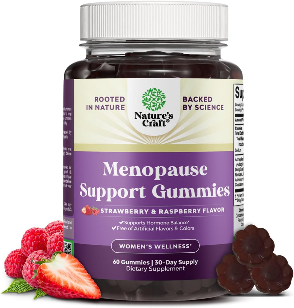 Natures Craft Womens Menopause Gummies with Dong Quai - Menopause Vitamins for Women with Ashwagandha - Holistic Support for Hot Flashes Night Sweats Mood Swings Pre & Post Supplements 60 Count