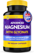 InnovixLabs Advanced Magnesium Capsules - 150 Ct, 210 mg - Chelated Magnesium Glycinate and Malate, High Absorption, Promotes Relaxation, Bones, Muscle Health, Vegan Magnesium Malate Sleep Supplement