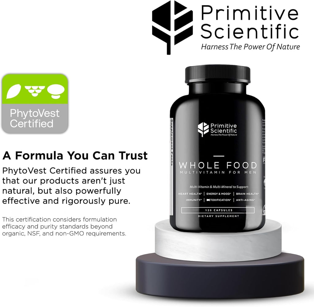 Whole Food Natural Multivitamin and Mineral Capsules for Men - All-Day Energy, Inner Zen, and Stronger You (120 Capsules)