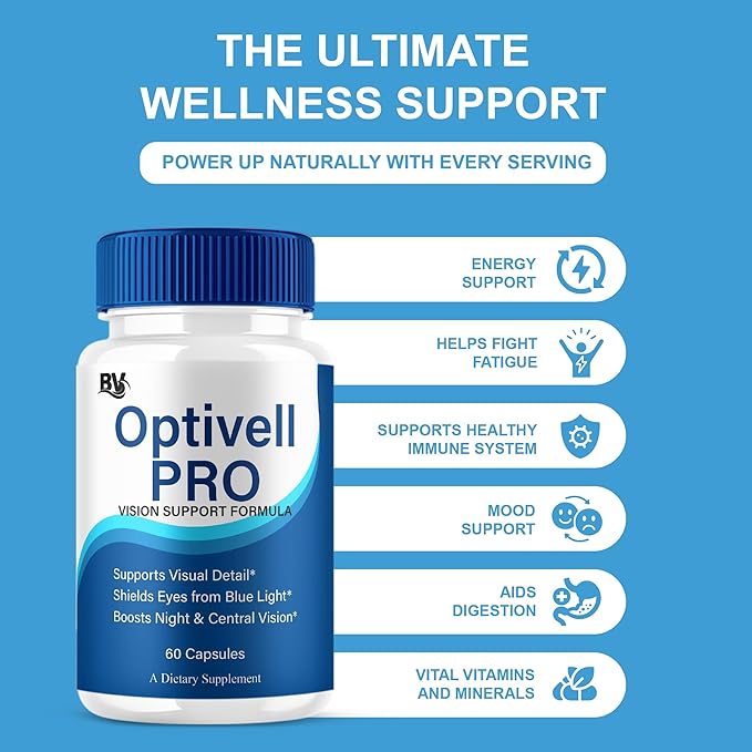 BLUE VIBE Optivell Pro Eye Health Supplement, OptivellPro Max Strength Overall Vision & Sight Wellness Supplement, Optivell Pro Advanced Vision Support and Eye Health Formula (5 Pack - 300 Capsules)