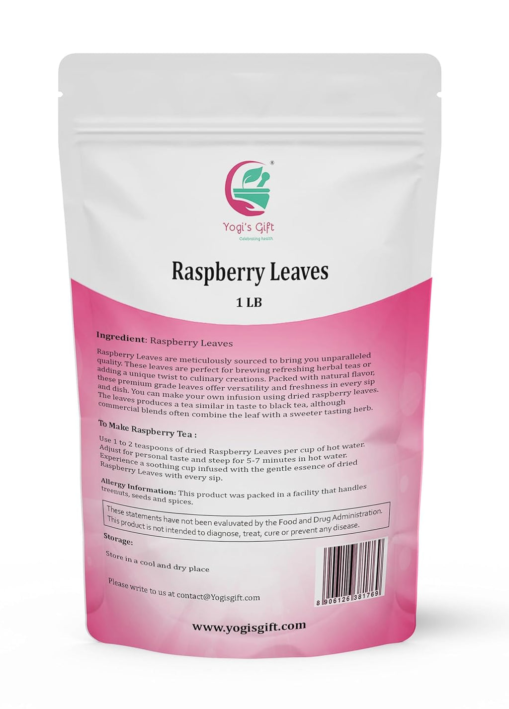 Raspberry Leaf tea 1 LB | Cut and Sifted | 100% Pure and Natural Herbal Tea | Non-GMO, Ethically Sourced | by Yogi's Gift®