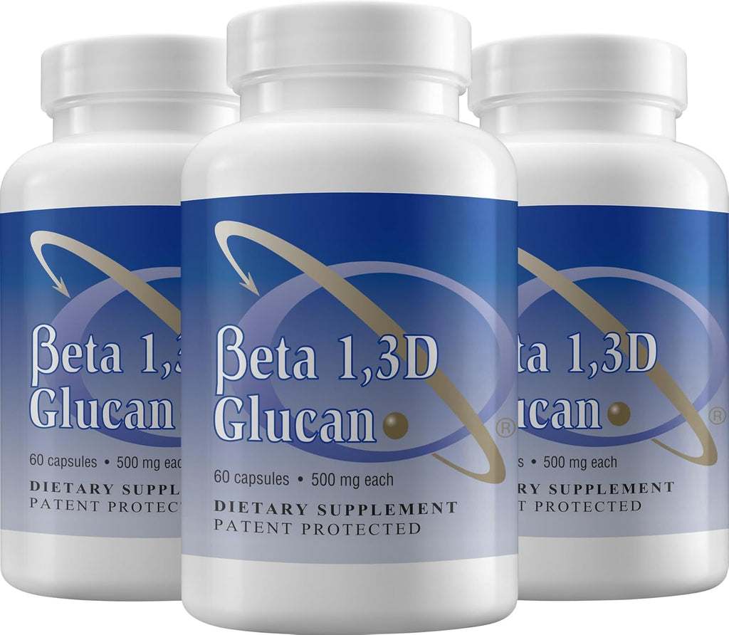 Immune Support Supplement Highly Purified Beta Glucan 500 mg per Capsule beta glucan Fiber Supplement (Pack of 3-500mg beta glucan Powder per Capsule)