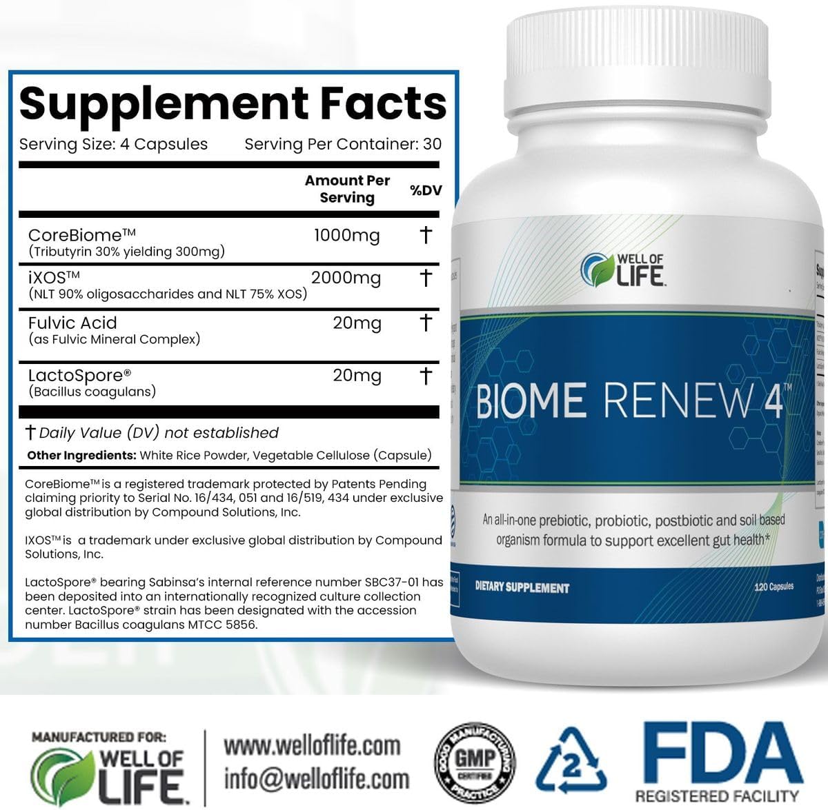 Biome Renew 4 - All-in-one Digestive & Gut Health Formula - w/Digestive Enzymes Prebiotics & Probiotics for Healthy Gut Biome for Men and Women - Supports Gut Lining, Gas & Bloating