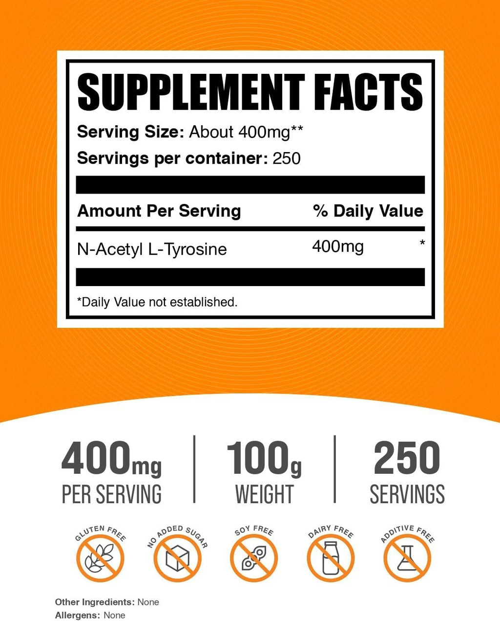 BulkSupplements.com N-Acetyl L-Tyrosine Powder -Tyrosine Supplement, NALT Powder, Amino Acid Supplement - Unflavored & Gluten Free, 400mg per Serving, 100g (3.5 oz) (Pack of 1)