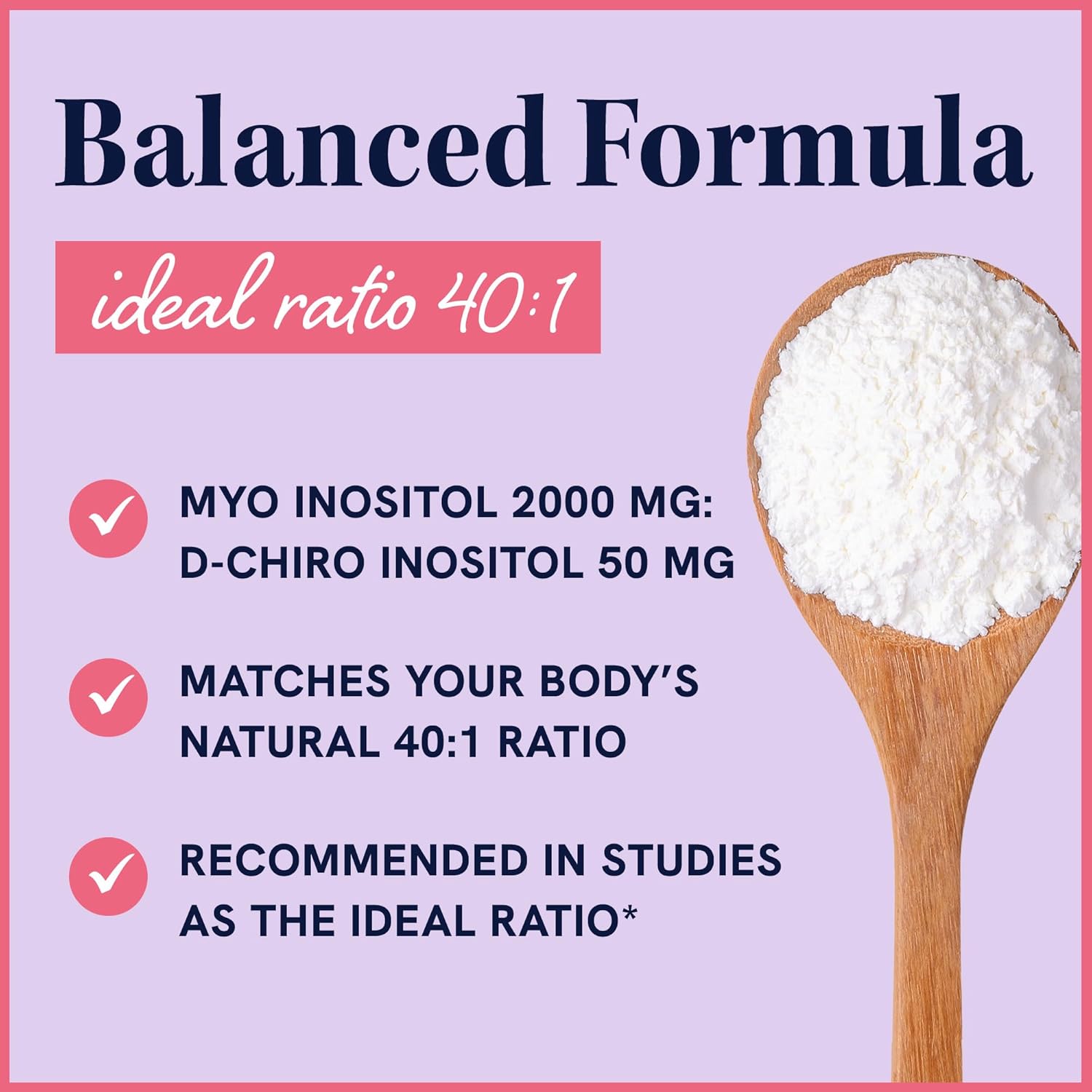 Myo-Inositol & D-Chiro Inositol Powder | Hormone Balance for Women | Ideal 40:1 Ratio | Myo 2000mg, D Chiro 50mg | Regulate Menstrual Cycle and Support Ovarian Health | 60 Servings, 4.34 oz.