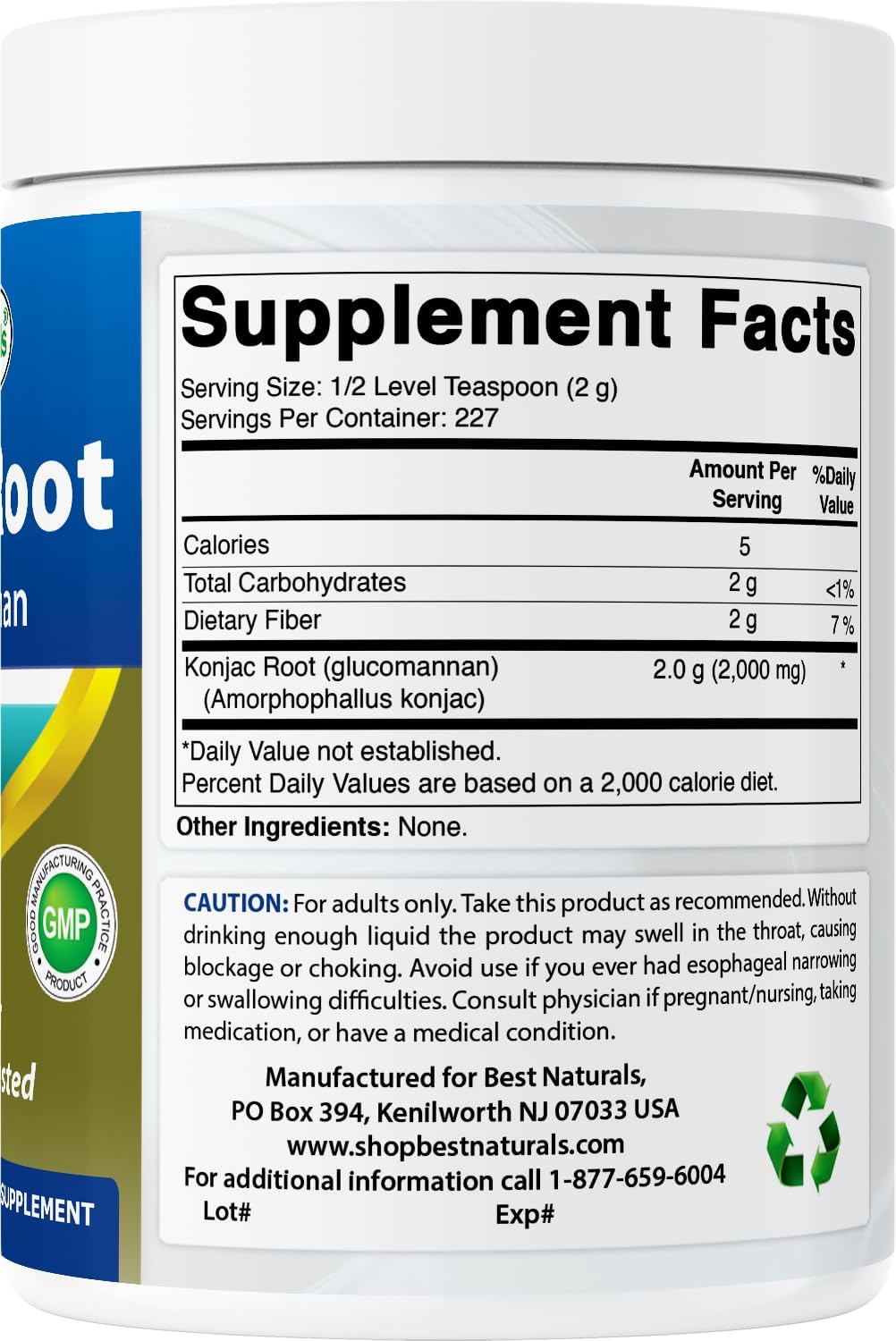 Best Naturals 2 Pack Konjac Glucomannan Root 1 Pound - 2000 mg per Serving - (Total 2 Pound)