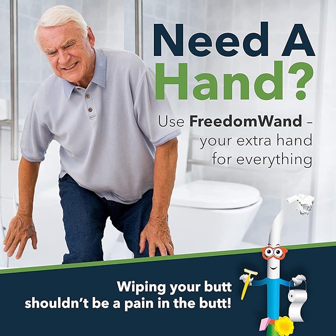 FreedomWand Multipurpose Toilet Aids - Wiping Aid Toileting for Women & Men, Butt Wiper Tool, Toilet Assist Device and Paper Extender, Ideal for Elderly, Disabled and Post Surgery Use - 20" Inch